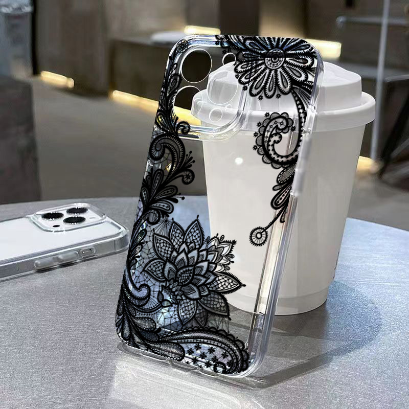Xiaomi Poco X6 - Trendy Black Lace Flower Pattern Phone